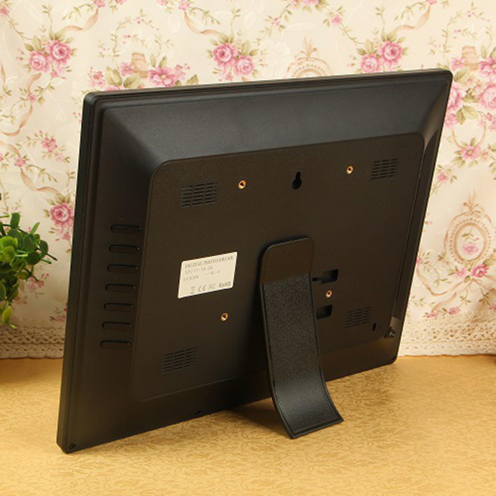 Cadre Photo numérique Écran 15 Pouces Emplacements for Cartes USB et SD et télécommande Prise en Charge des Photos, de la Musique et des vidéos (Color : Black)