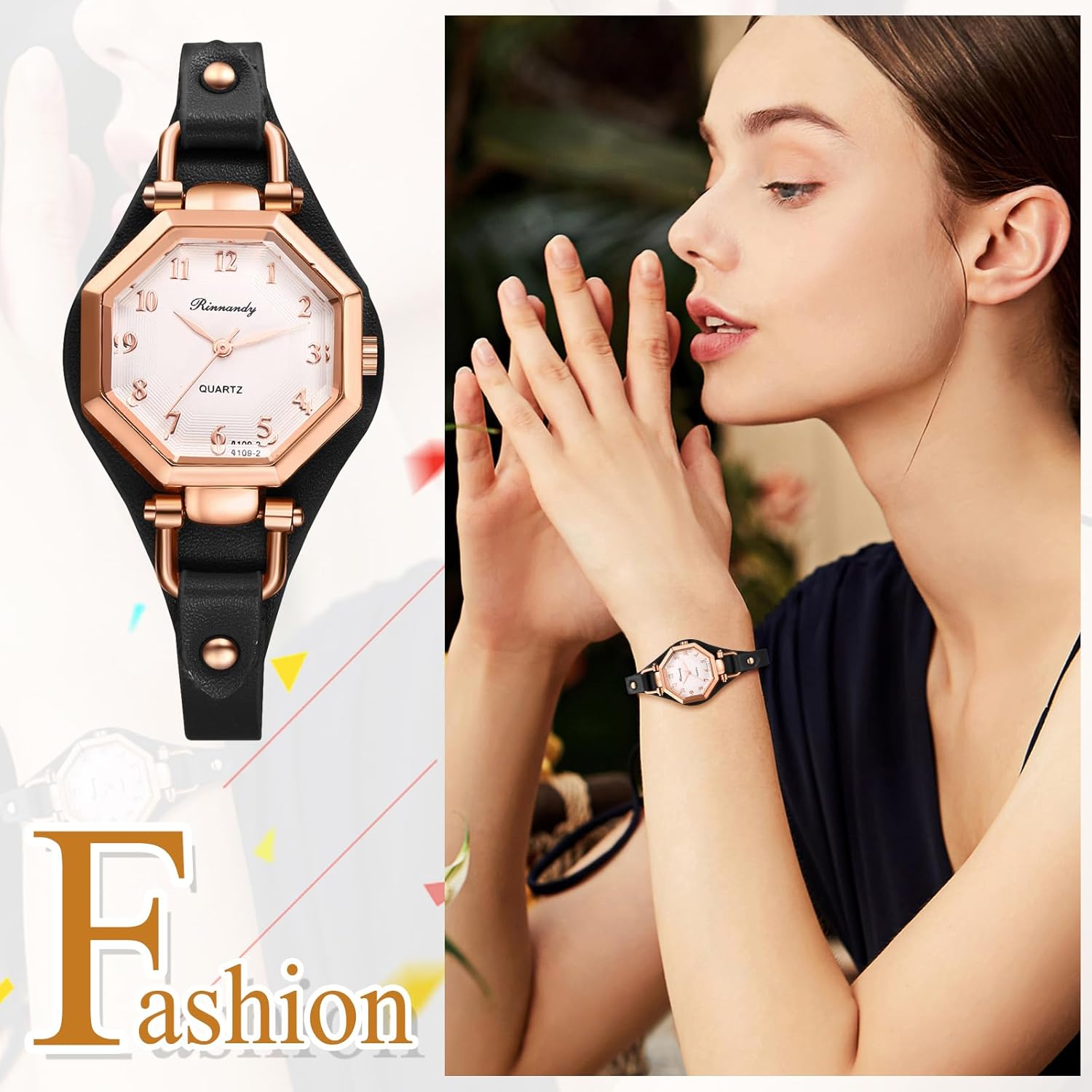 Avaner Women's Leather Quartz Watches: Slim Strap Analog Quartz Elegant Dress Wrist Watches for Womens Ladies - Image 5