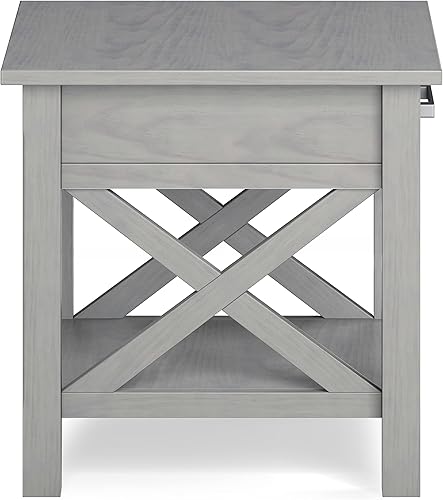 Miniatura 7 de SIMPLIHOME Kitchener - Mesa auxiliar cuadrada contemporánea de madera maciza de 21 pulgadas de ancho, color gris niebla, para sala de estar y