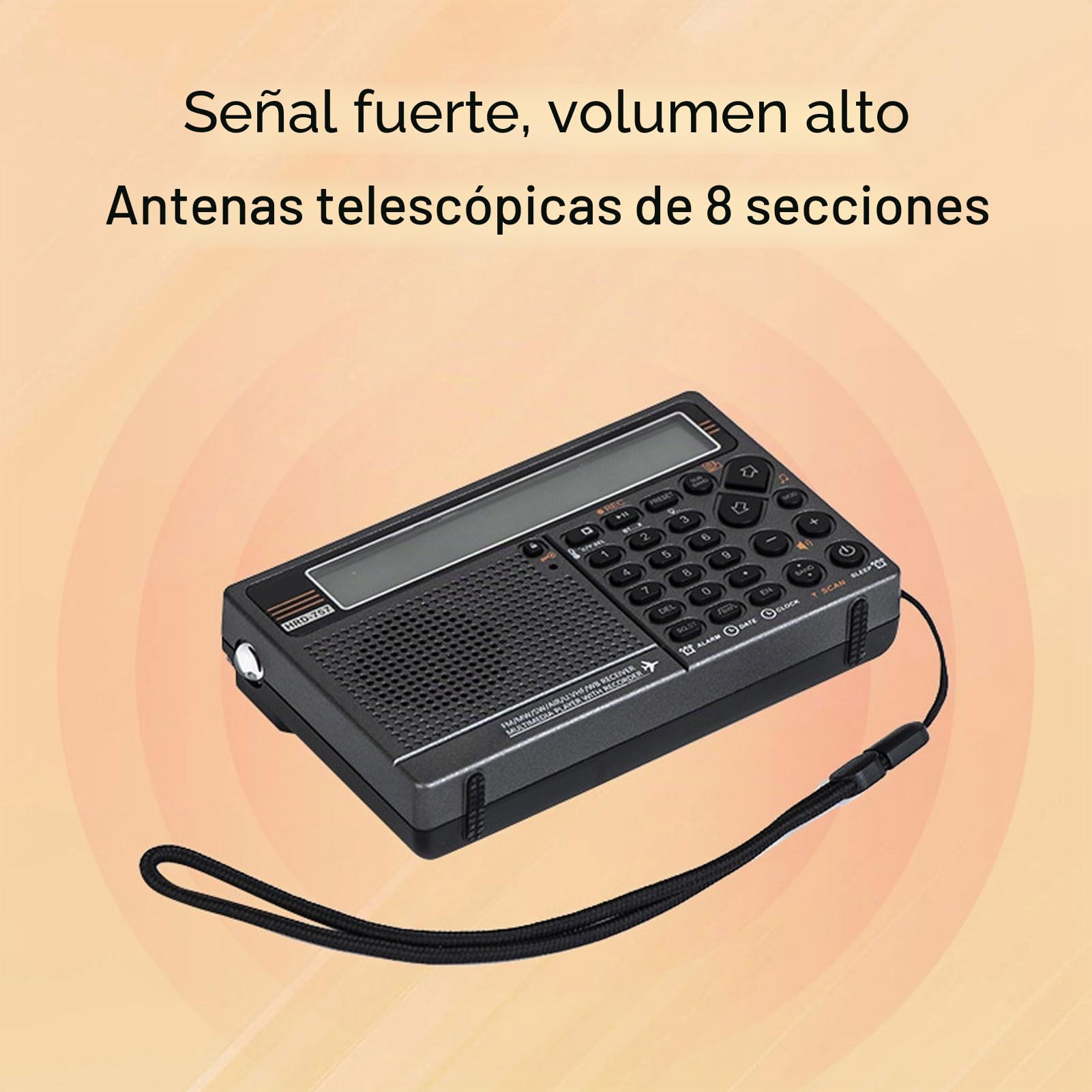 Multibanda SW FM MW Air WB V UHF, Radio Portátil, Control de App Reproducción BT Radio Digital con Conector para Auriculares de 3,5 Mm, Alarma SOS y Linterna (Green)