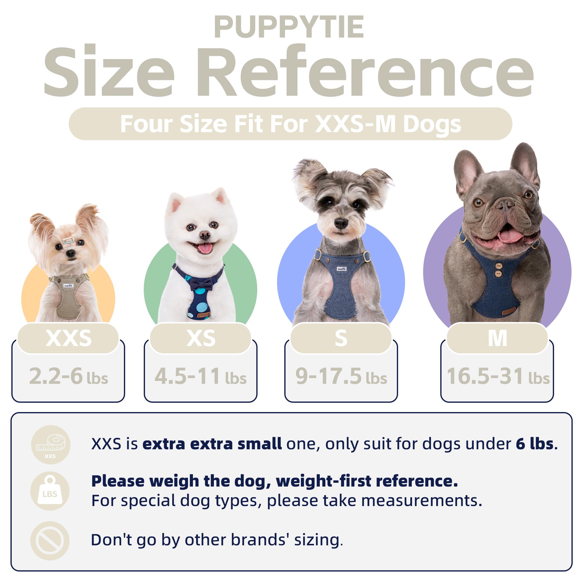 Puppytie Szelki i smycz dla psa ze wzorem niedźwiedzia, beżowa, XS (2-5 kg)