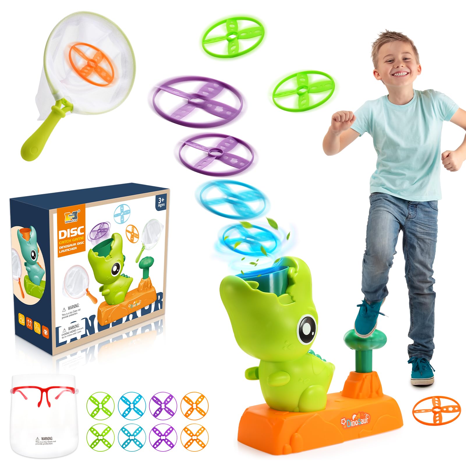 Flying Disc Launcher Toy, Toys for 3-8 Year old Girls Boys Outdoor Toys Boys Toys Age 3 4 5 6 7 8 Birthday Gifts for 3-10 Year Old Boy Girls Kids Toys Garden Toy Flying Disc