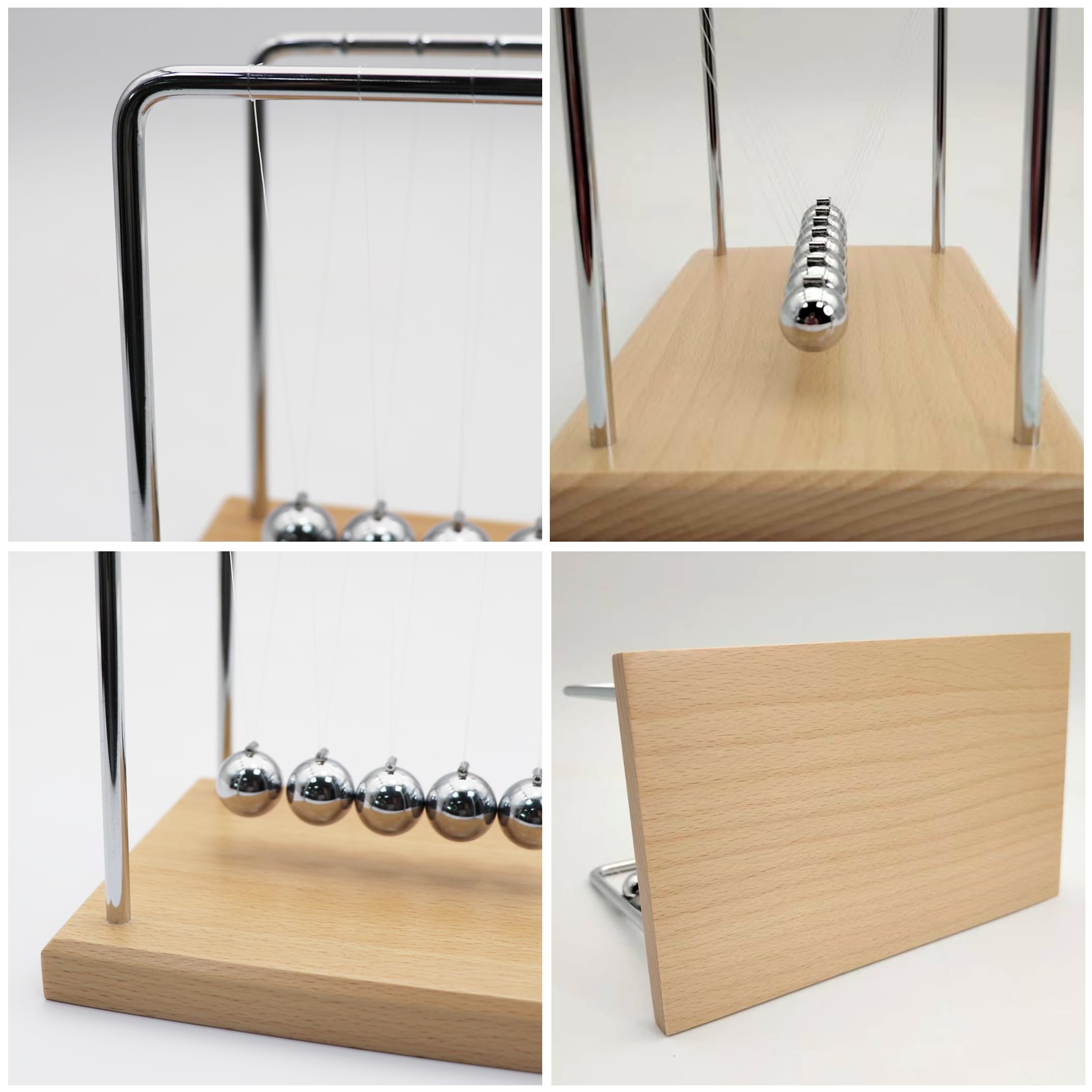 QLKUNLA Newtons Lot de 7 balles d'équilibre pour berceau - Décoration de bureau - Jouet cinétique pour la maison et le bureau (hêtre)