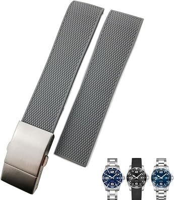 KLVN 19mm 20mm 21mm Rubber Watchband,For Longines Master Conquest HydroConquest L3 Black Gray Blue Silicone Waterproof Watch Strap