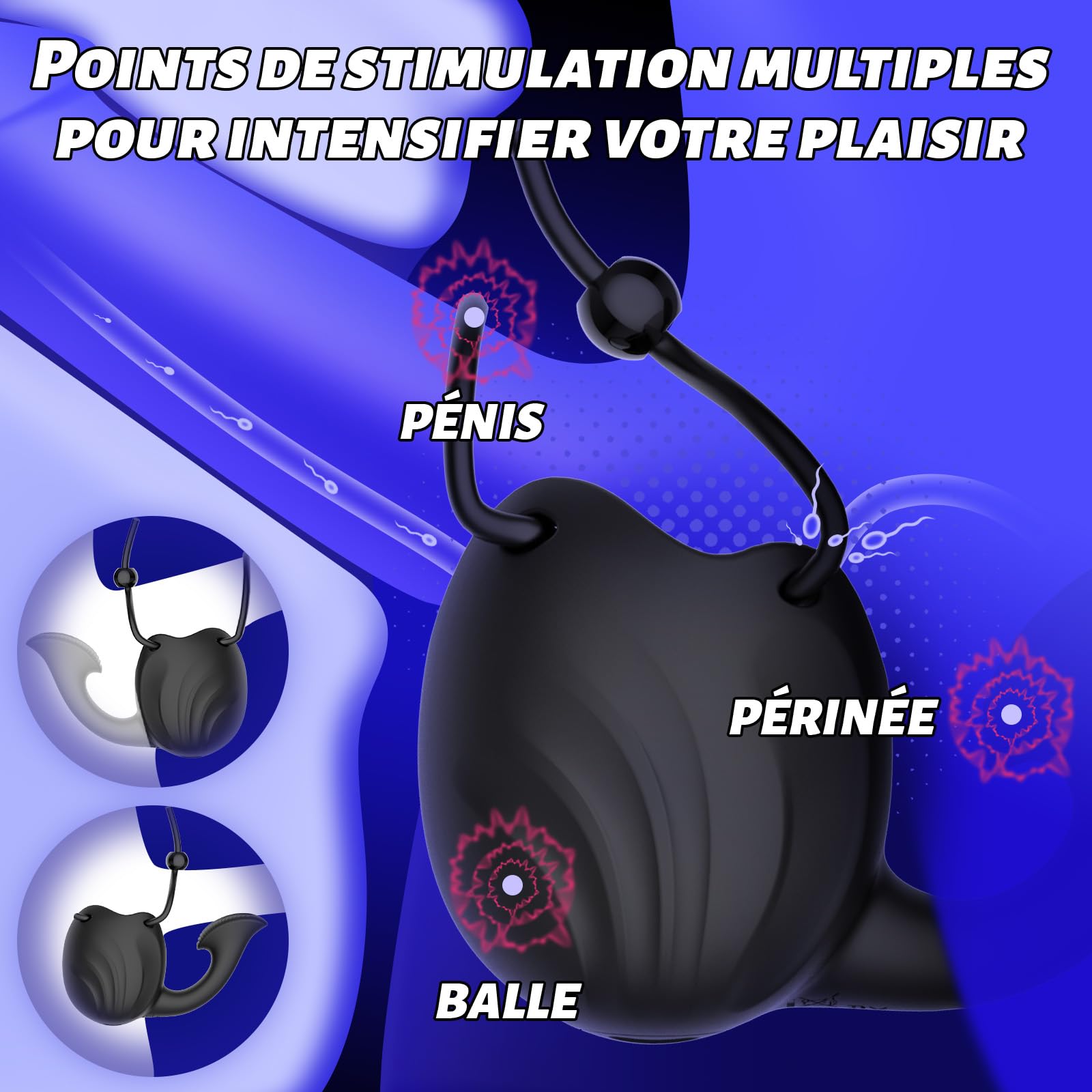 Sex Toýs Homme Vibromasseur Masseurs de Prostate Anal Plug Anneau Pénien Retardateur 10 Mode Entraînement du Gland éjaculation Retardée Stimulateur Testiculaire Convient aux Hommes et aux Femmes