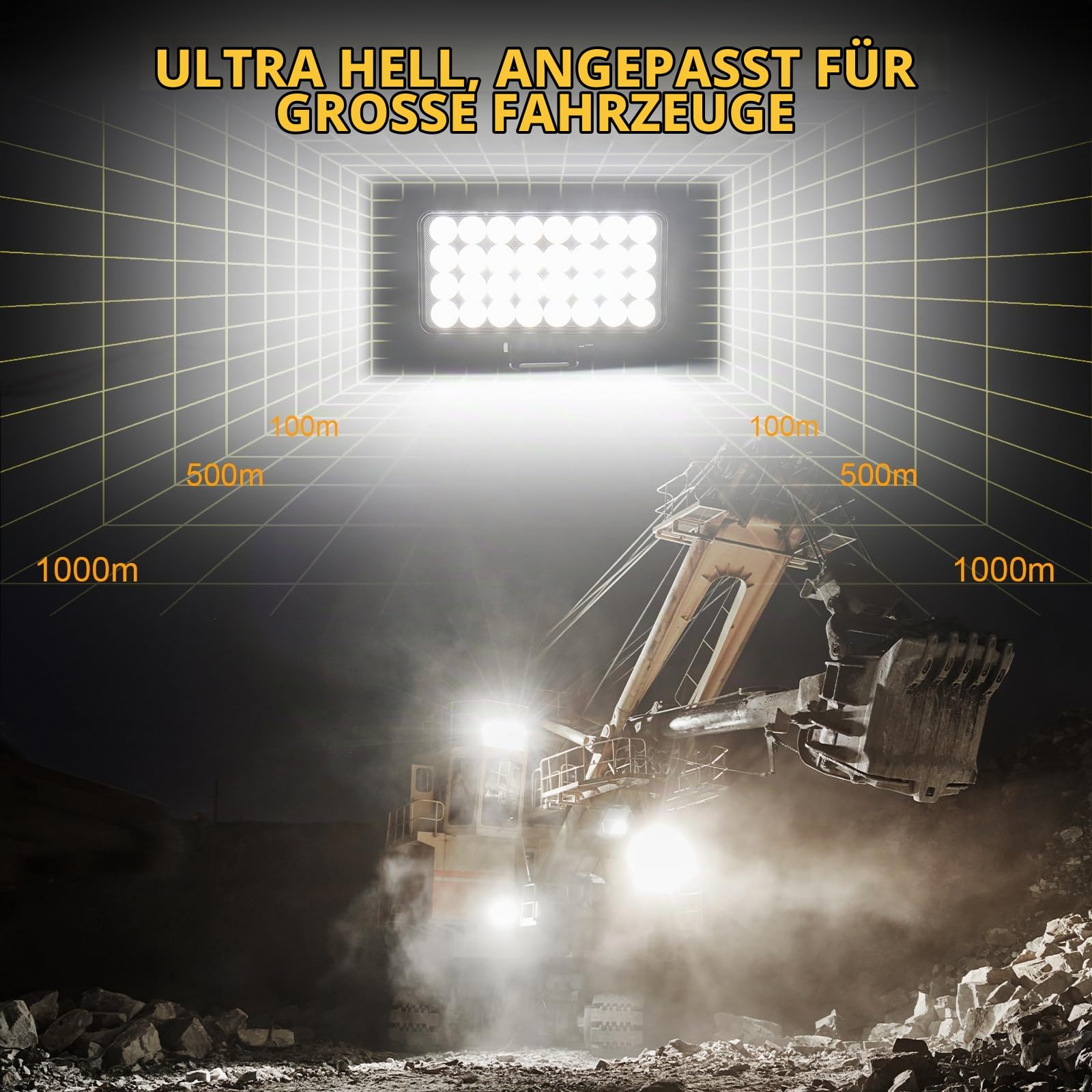 AnTom LED Arbeitsscheinwerfer 12-60V 7“ Scheinwerfer IP68 Wasserdicht Rückfahrscheinwerfer [Erweitert] 96W für SUV Traktor Bagger Traktoren Schlepper