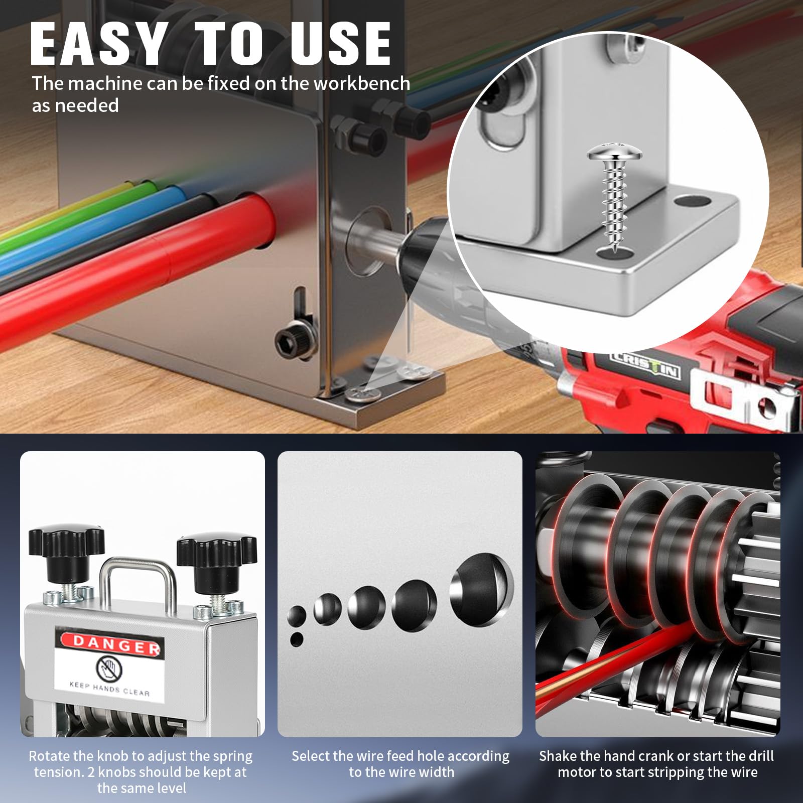 Peladora de cables de 6 agujeros, máquina pelacables manual, 3-17 mm, herramienta de pelado automático, manual eléctrico de 2 modos, pelacables de 5 cables al mismo tiempo