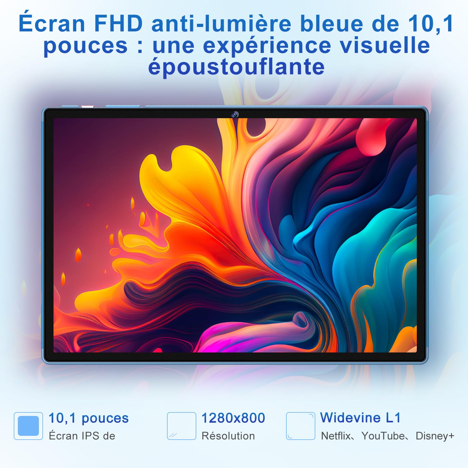 2026 Tablette 10 Pouces Android 15 Gemini AI, 30Go RAM + 128Go ROM (2To TF), Octa-Core 2,0GHz, 8000mAh, GMS & Widevine L1,GPS, WiFi 5G, BT 5.0,2 en 1 Tablette Tactile avec Clavier et Souris -Bleu