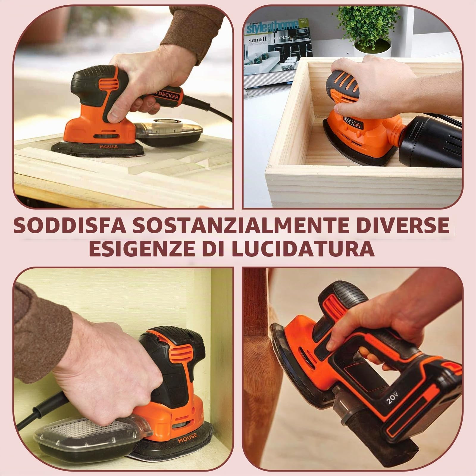 70 Pezzi Carte Abrasive Mouse Carta Vetrata, Triangolari Abrasivi con 5 Fori Grana 40/60/80/120/180/240/320 per Levigatore per Levigatura Lucidatura