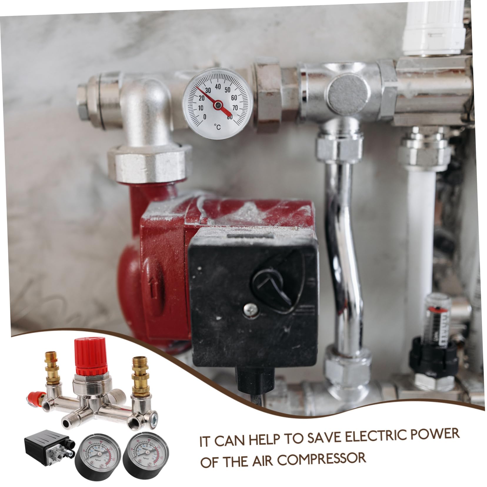 Pressostato per Compressore Aria 175psi 16a con Manometri | Regolatore di Pressione con Controllo Integrato, Accessorio per Compressore Aria, Struttura Metallo-plastico