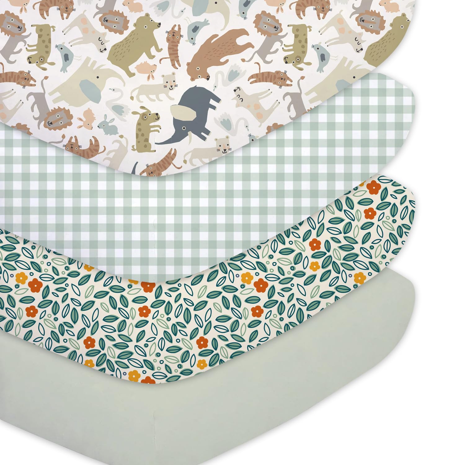 Little Grape Land Confezione da 4 lenzuola con angoli per neonati, 60 x 120 cm, in microfibra di poliestere, traspirante, certificato Oeko-TEX, ZL