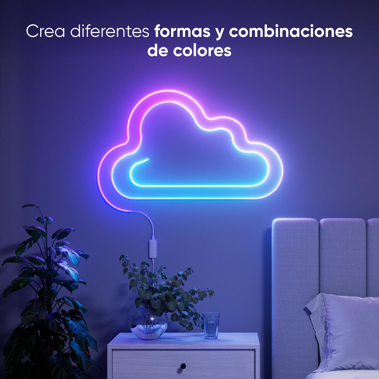 Nanoleaf Tira LED Neon RGB 5m, Wi-Fi, Compatible con Matter, Alexa y Google Assistant, Sincronización Música y Pantalla, DIY, Escenas Dinámicas vía App, Control por voz, Para Dormitorio y Pared