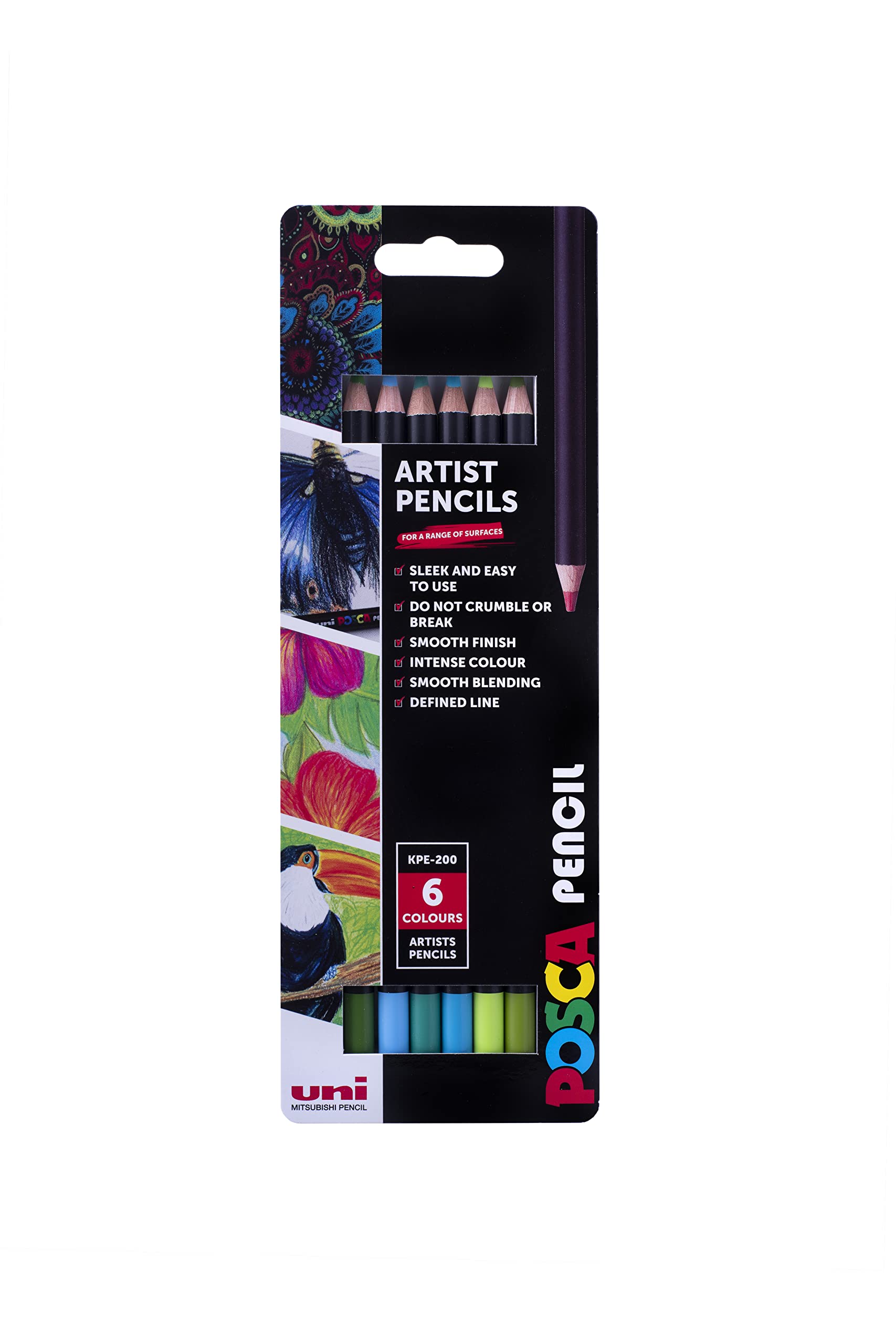 POSCA KPE-200 Oil and Wax Colouring Pencils. Premium Tough Nib for Arts and Crafts. Multi Surface Use On Wood, Fabric, Paper