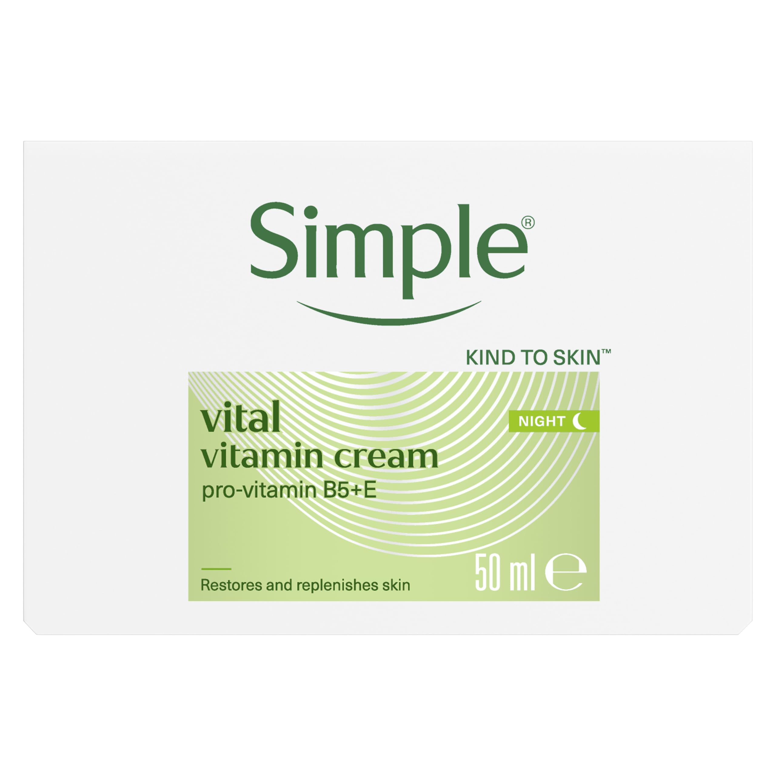 Simple Kind To Skin Vital Vitamin Night Restores And Replenishes Skin Face Moisturiser 50 Ml Cream