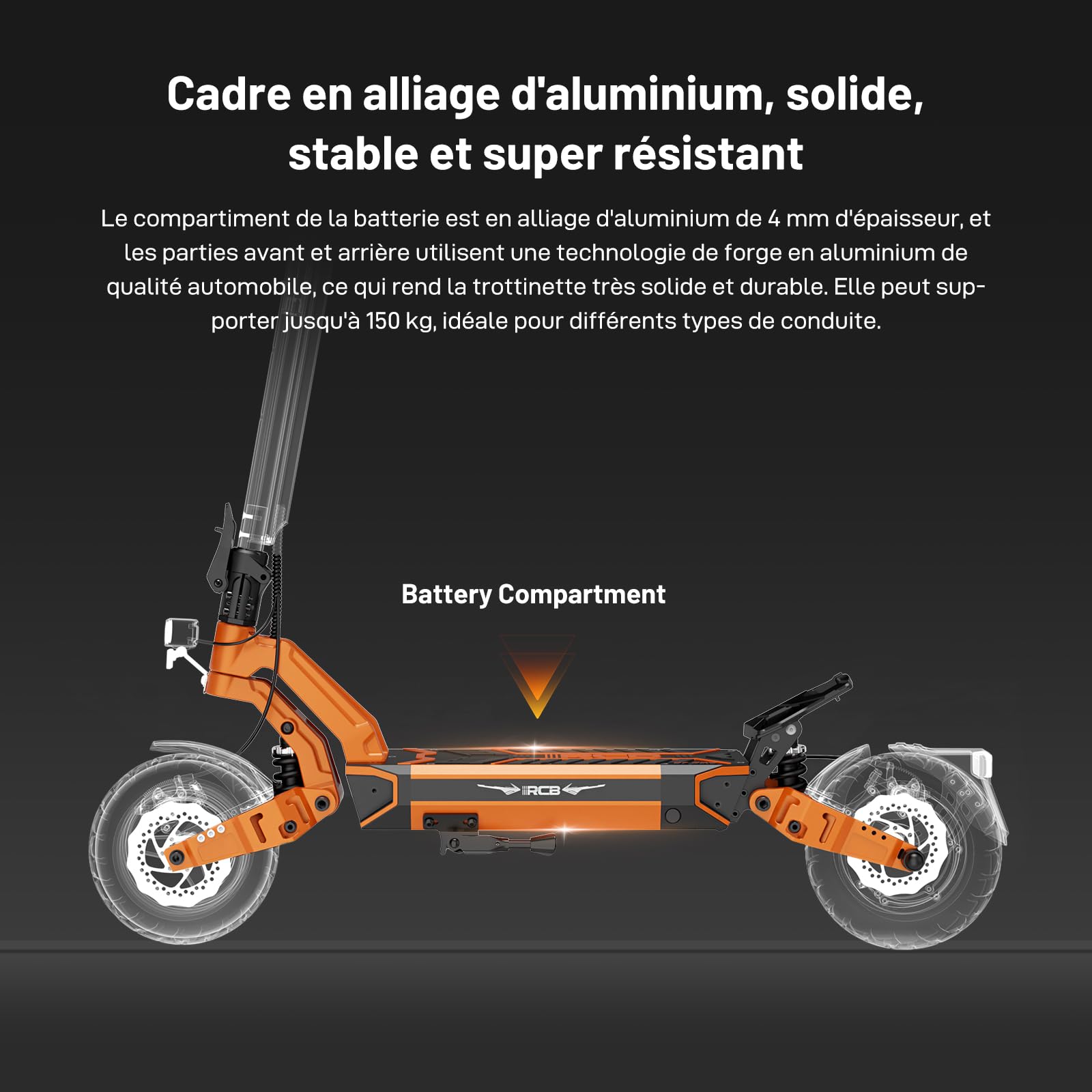 RCB D7/D7 Pro (Ultra) Trottinette Électrique Adulte,NFC/Clignotants/APP, Pente 26%, Moteur 500W Pic 1600W, Autonomie 80-130KM, Batterie 20.8-27Ah, Pneus Gel Auto-Réparants 10 Pouces