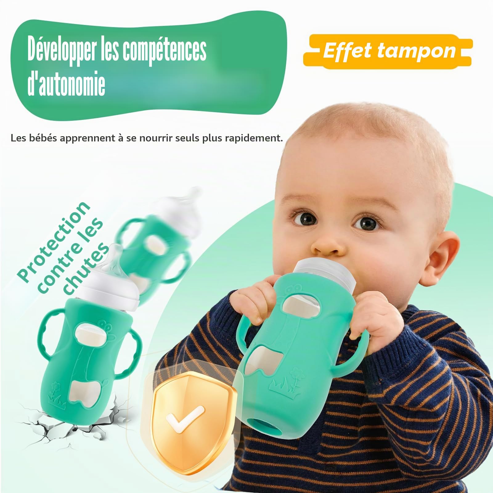 Lot de 5 poignées de biberon, en silicone, pour biberons Avent Natural en verre, sans BPA, accessoires, diamètre extérieur, compatible avec les biberons