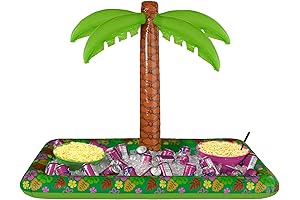 Inflatable Island Buffet with a Tropical Palm Tree, for Tiki Parties, 3...