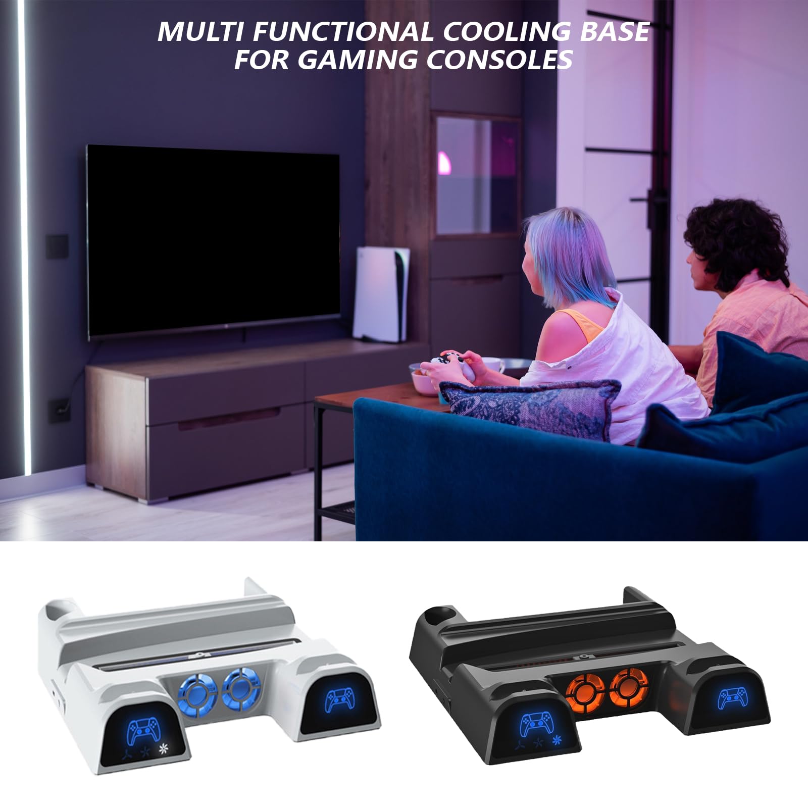 Controller Ladeständerbasis für P5 Gamepad Ladestation Integrierter Lüfter mit Disc Aufbewahrungsschlitz Kühlständer
