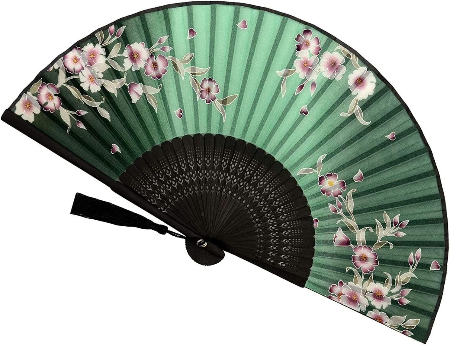 Erweicet Folding Hand Fan, Chinese Japanese Vintage Bamboo Silk Fans Woman Handmade Bamboo Silk for Dance, Performance, Decoration, Wedding, Party