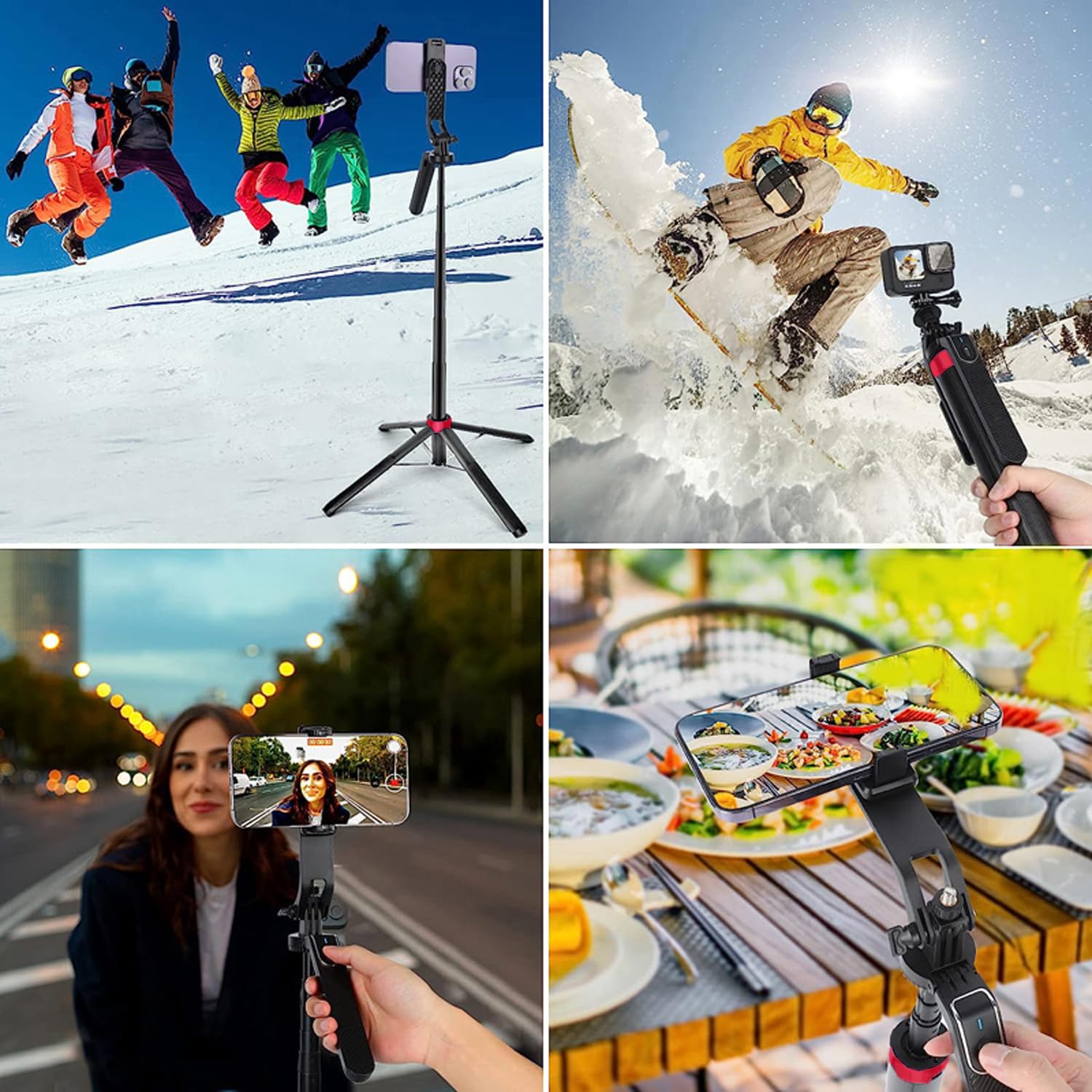 Trípode de palo selfie de 72 pulgadas con control remoto, soporte de teléfono expandible para iPhone/Android, estabilizador de video de aluminio ligero para cámaras de acción, blogs de vídeo