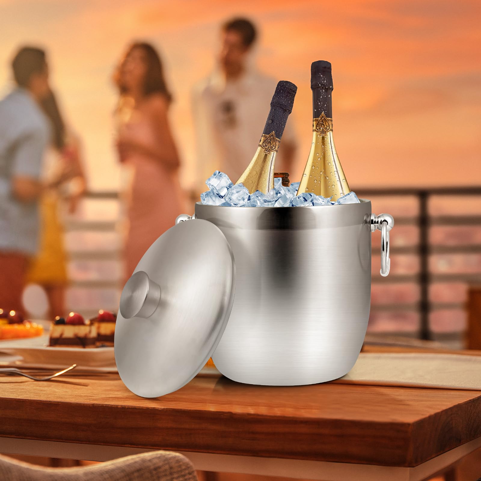 SET 2 SECCHI champagne con maniglia e pinza per raffreddamento bar EUR