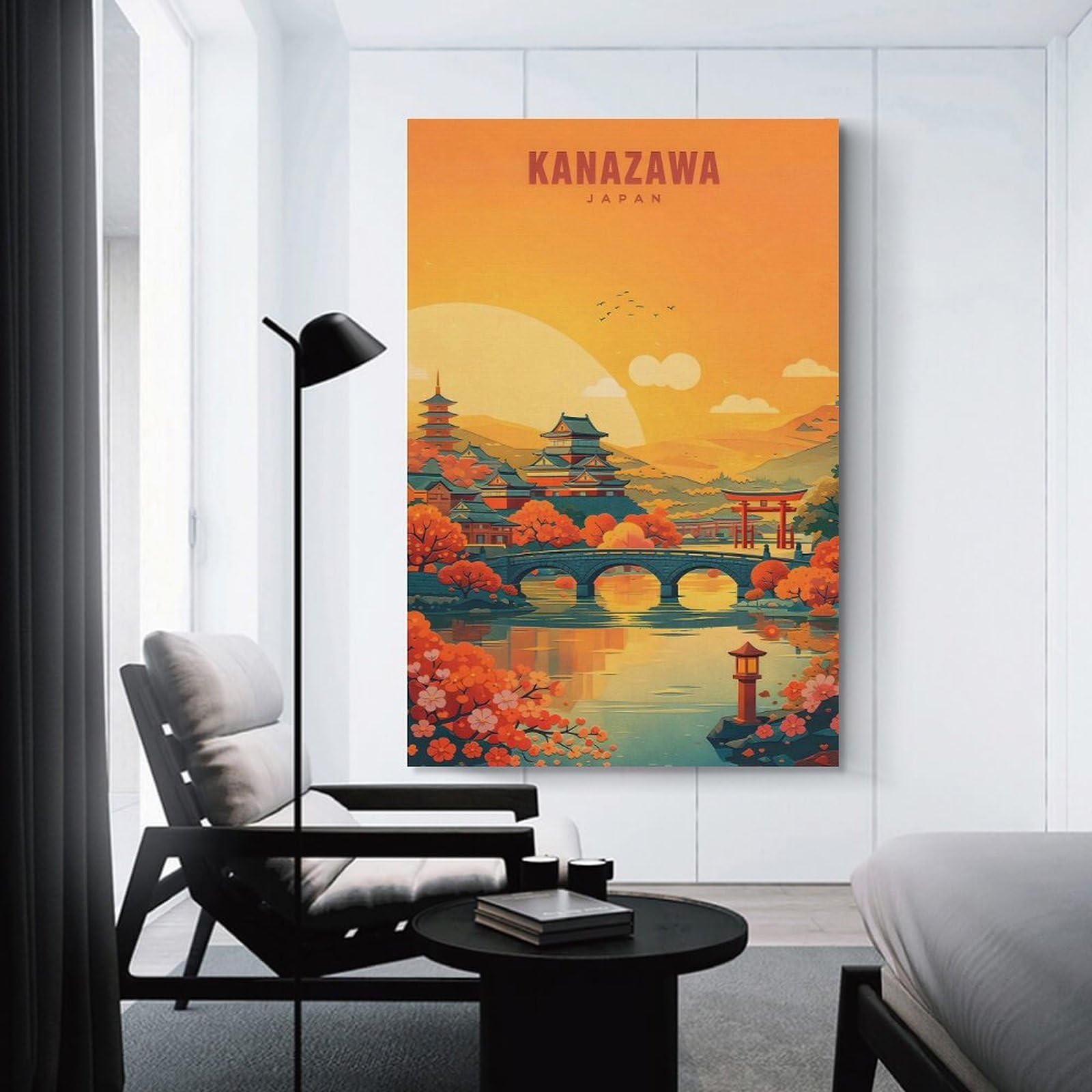 Junmoney Room Decor Wall Art Kanazawa Japan Travel, 24x36inch(60x90cm), for Gallery Wall Layouts in Home Or Office, Home Wall Art for Statement Displays