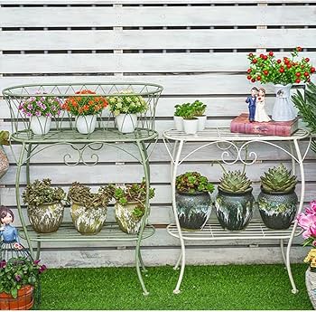 Amazon.co.jp: [GZGZ] プランタースタンド 花台 2段 バスケット
