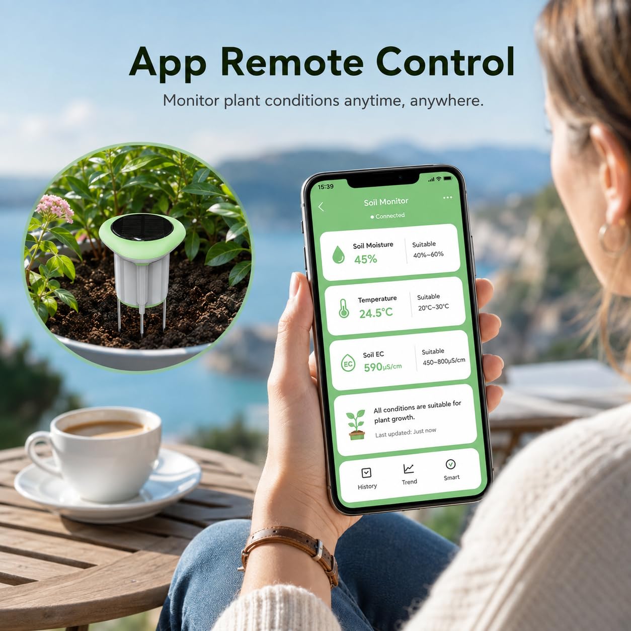 SENCKIT Sensore di umidità del suolo Wi-Fi con temperatura del suolo, app