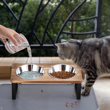 Summark Stainless Steel Raised Cat Food Bowl for 2 Bowls, 5.5-Inch Replaceable Cat Bowl, Pack of 2 (Not fit 4.7 inch 3 Bowls)