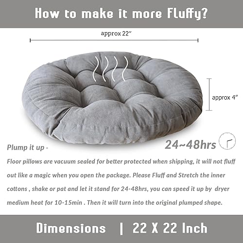 Vista 50 de Cojines cuadrado para sentarse en el suelo 22” x 22”, suave grosor, para yoga, meditación, puf, tatami, cojín para leer en el suelo, cojín