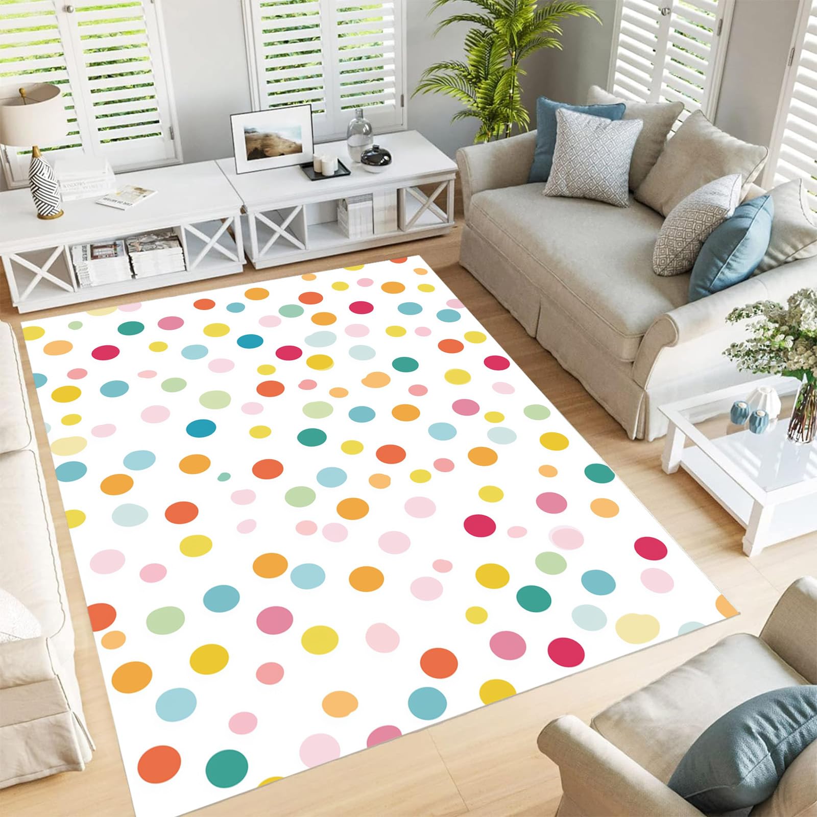 Tapis poils courts design minimaliste multicolore 60x90cm