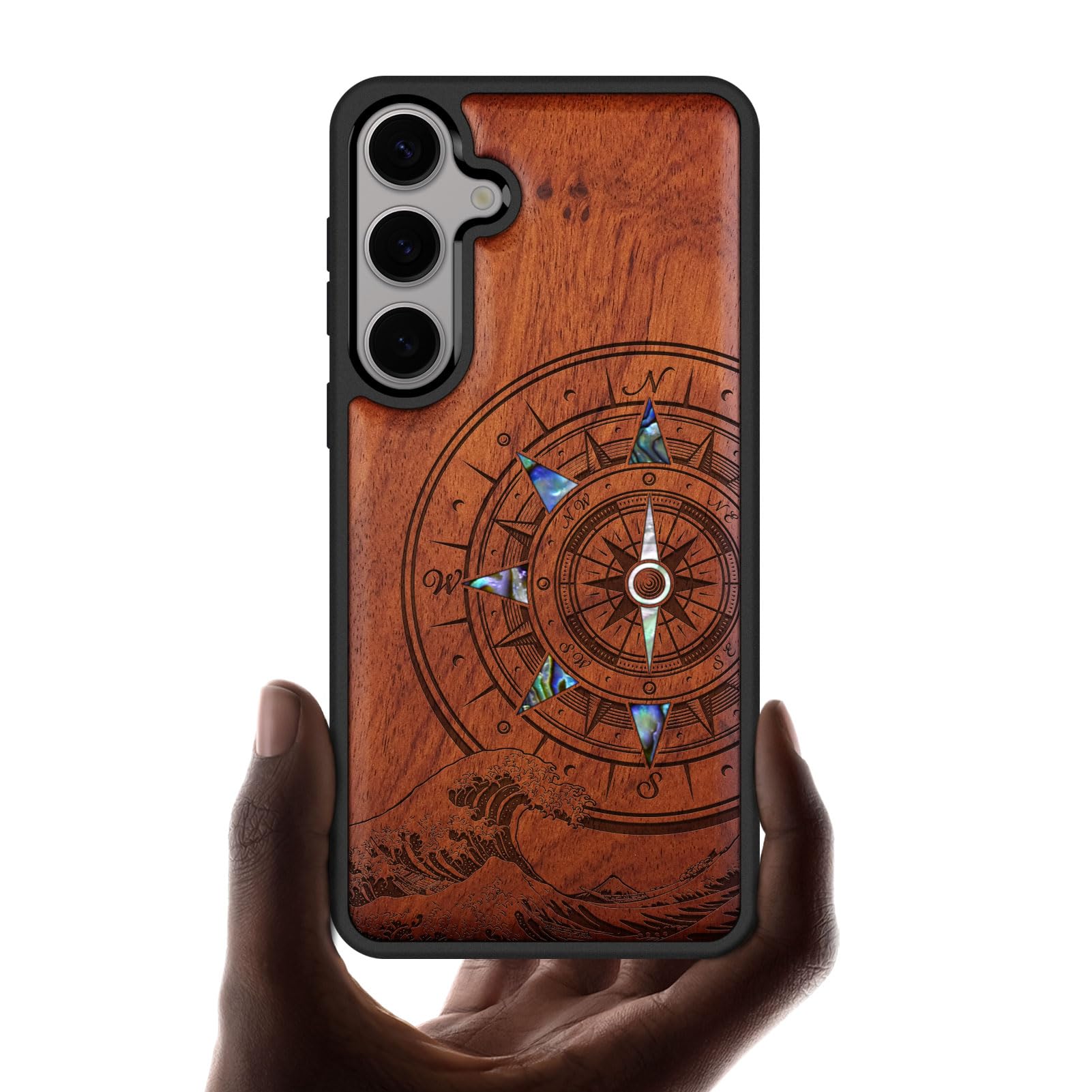 Étui rigide Galaxy S25 Plus fini les rayures avec le bois gravé chic - 8