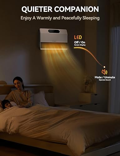 Miniatura 6 de GiveBest Calentador eléctrico de pared, calentadores de espacio para uso en interiores, calentador inteligente de 1500 W con termostato ajustable,