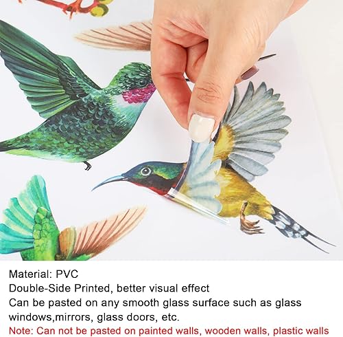 Miniatura 6 de Whaline 45 calcomanías de tamaño grande para ventana de colibrí, anticolisión, para evitar golpes de pájaros en el vidrio de la ventana, para