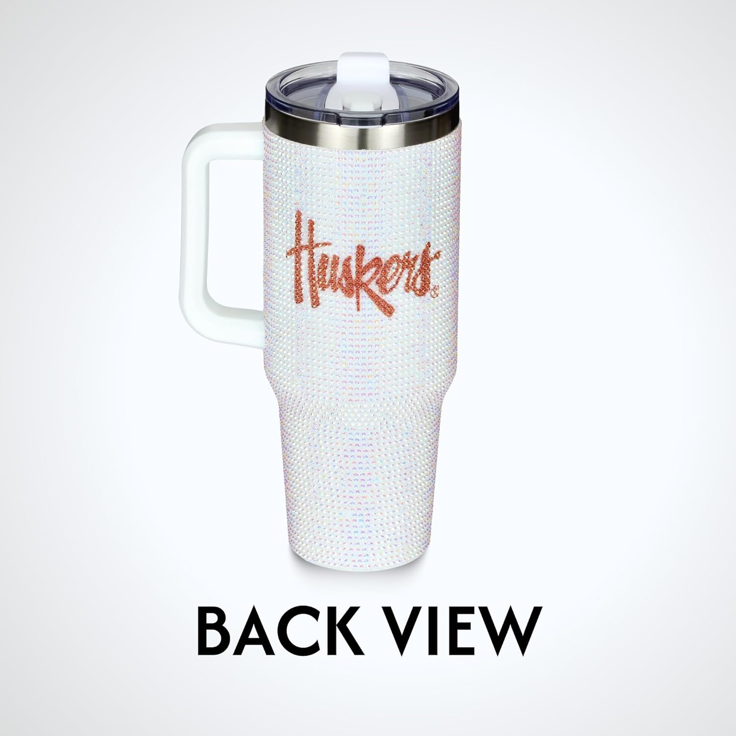 The Memory Company Officially Licensed 46oz White Bling Game Day Tumbler, University of Nebraska, Lincoln