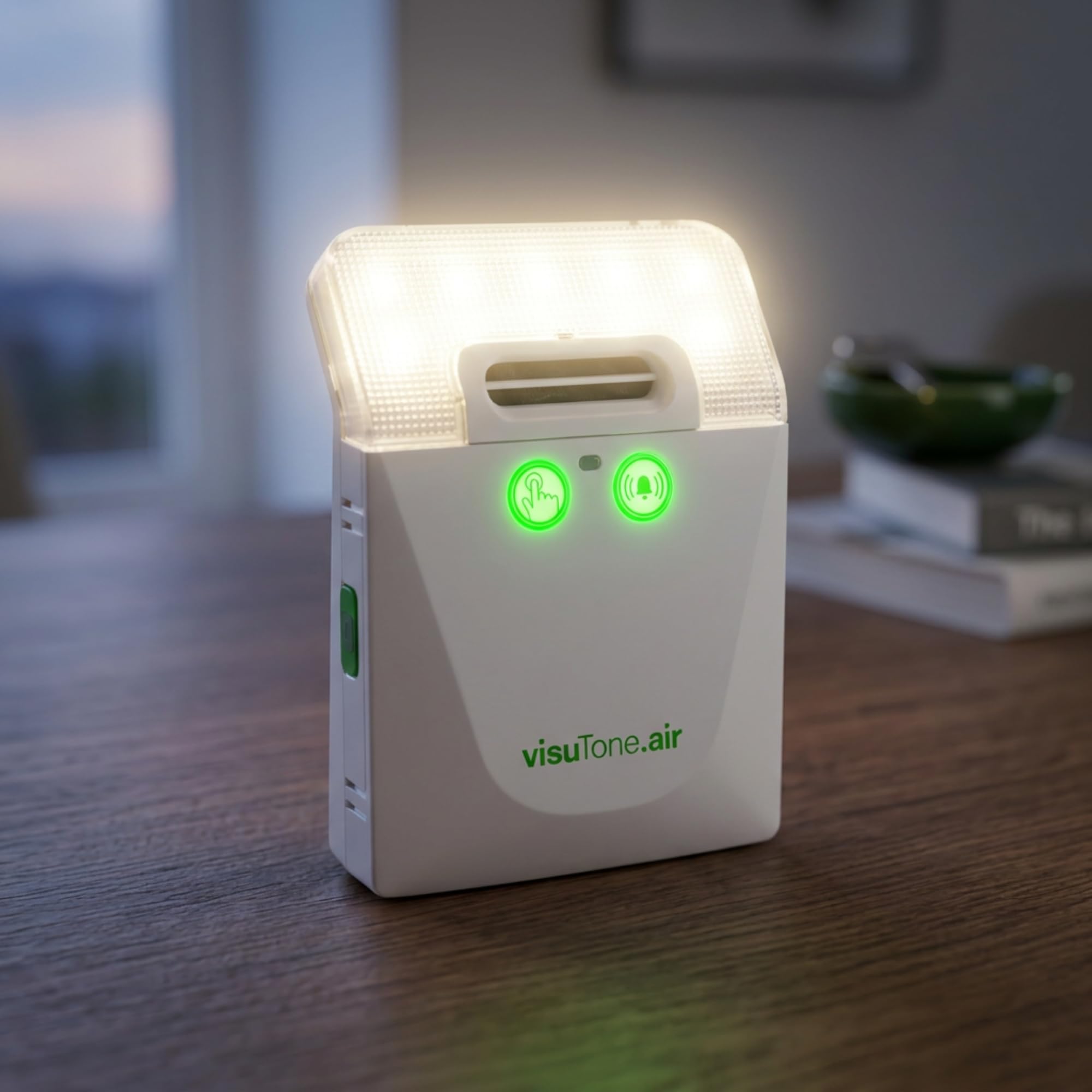 Humantechnik visuTone air Funk-Lichtklingel mit Akustiksensor und lautem Ton für Schwerhörige
