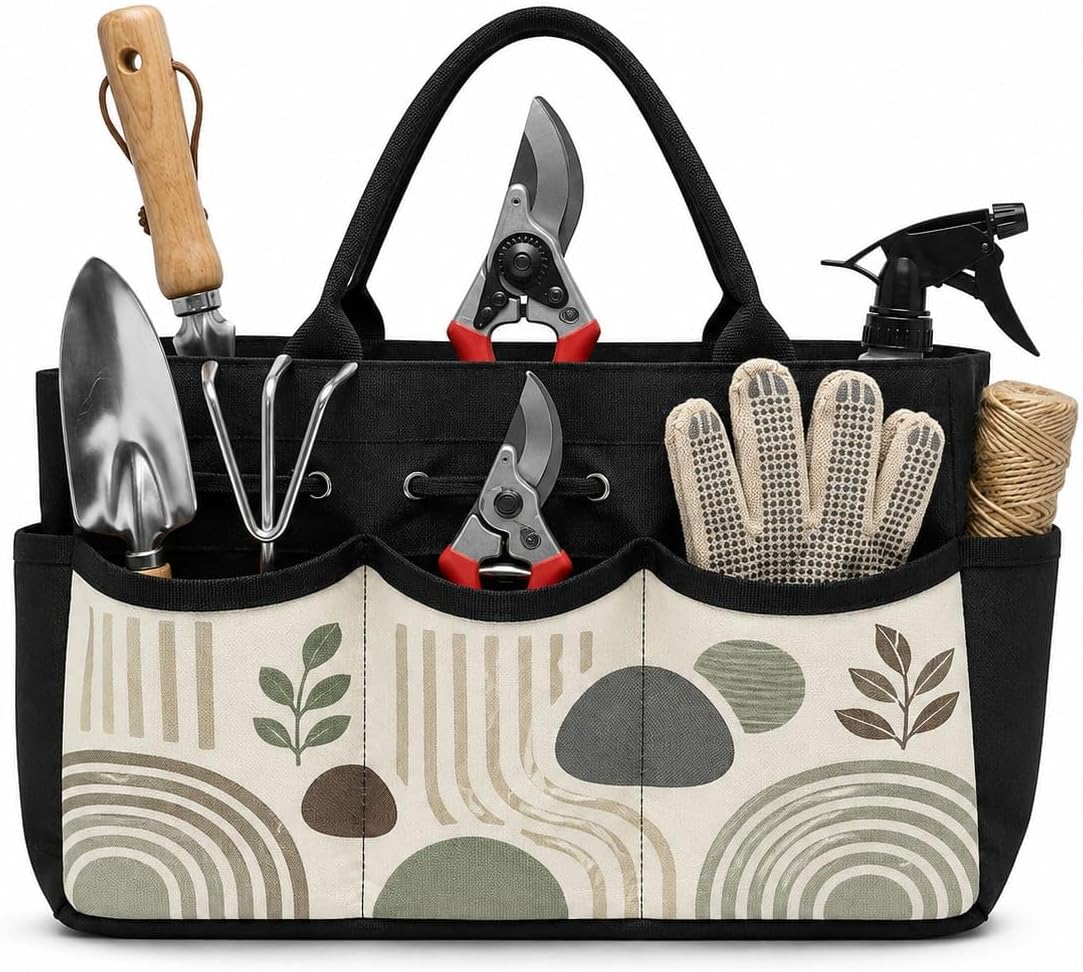 Raked Sand Simple Grid Garden Tool Bag Organizer for Garden in Modern Style