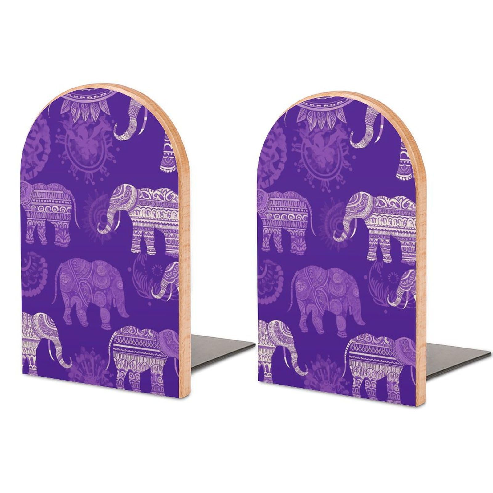 Serre-livres éléphant violet en bois, la touche poétique pour veiller sur vos romans