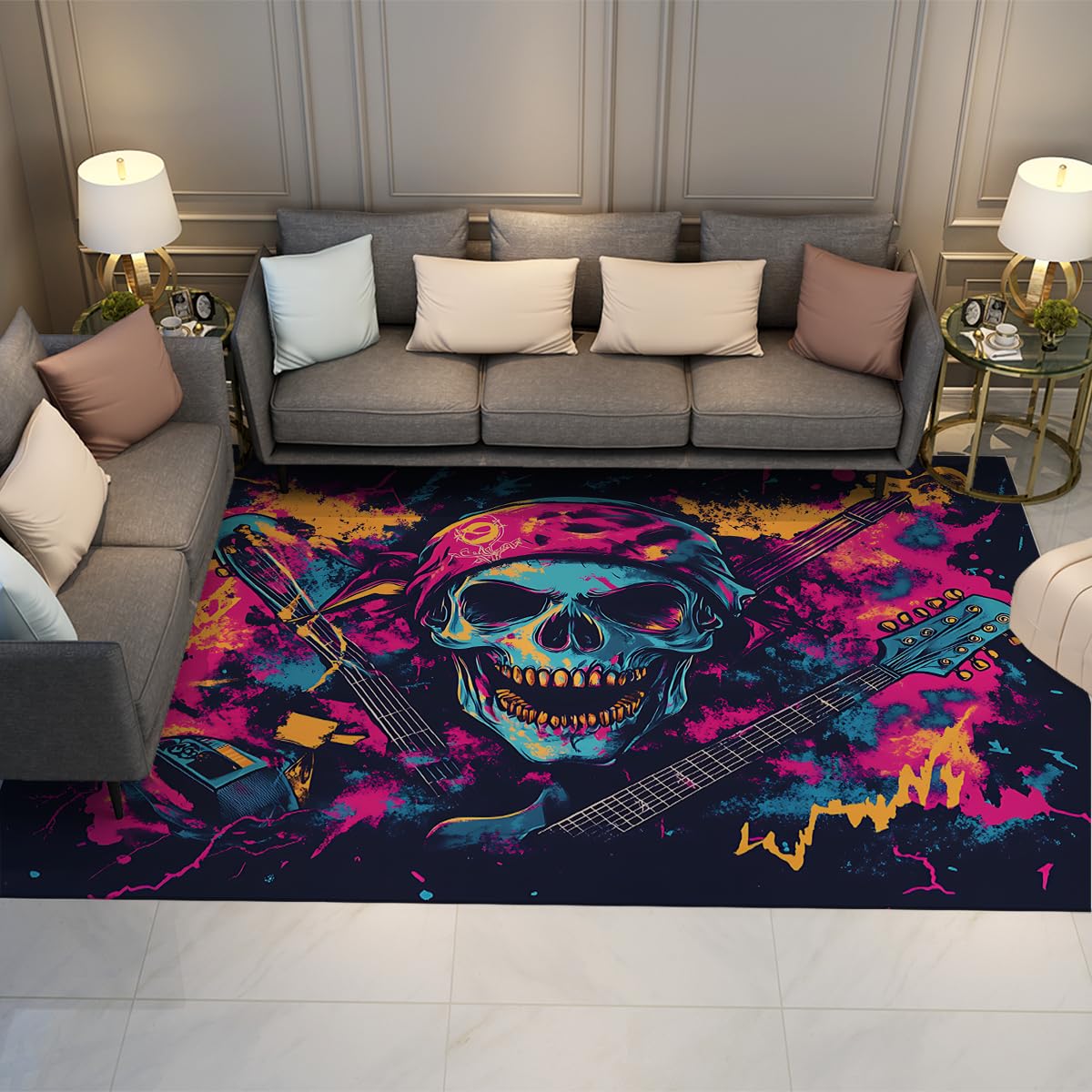 Tapis sur le thème de la musique pour studio et salon rock