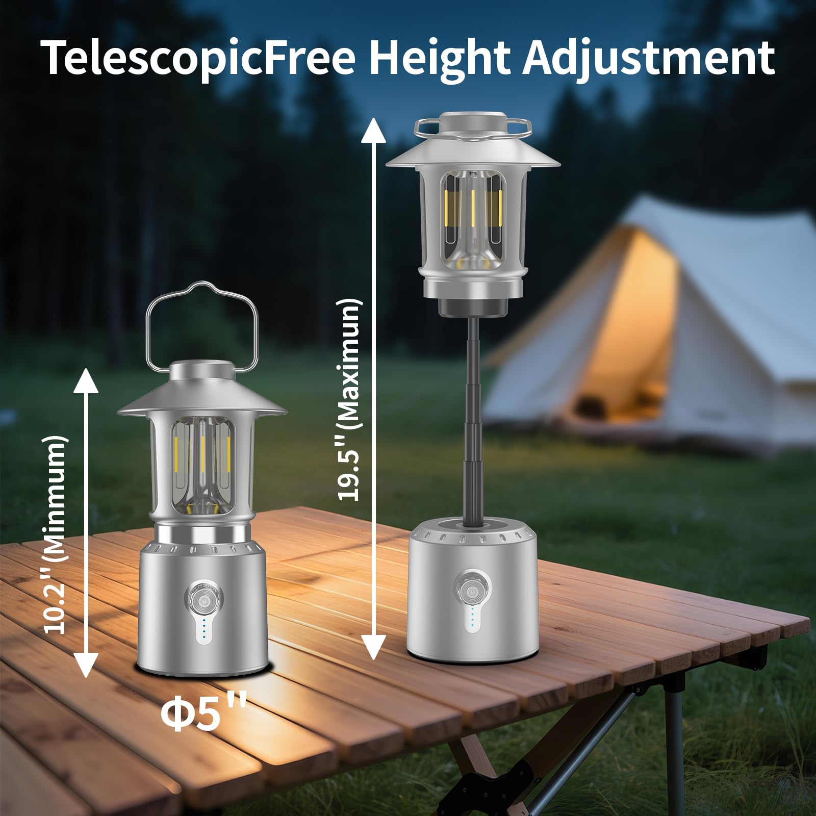 Linterna LED clásica retro para camping, linterna vintage recargable de atenuación continua, 3 modos de luz (2000 K-6500 K), banco de energía de 8000 mAh, luz colgante brillante para