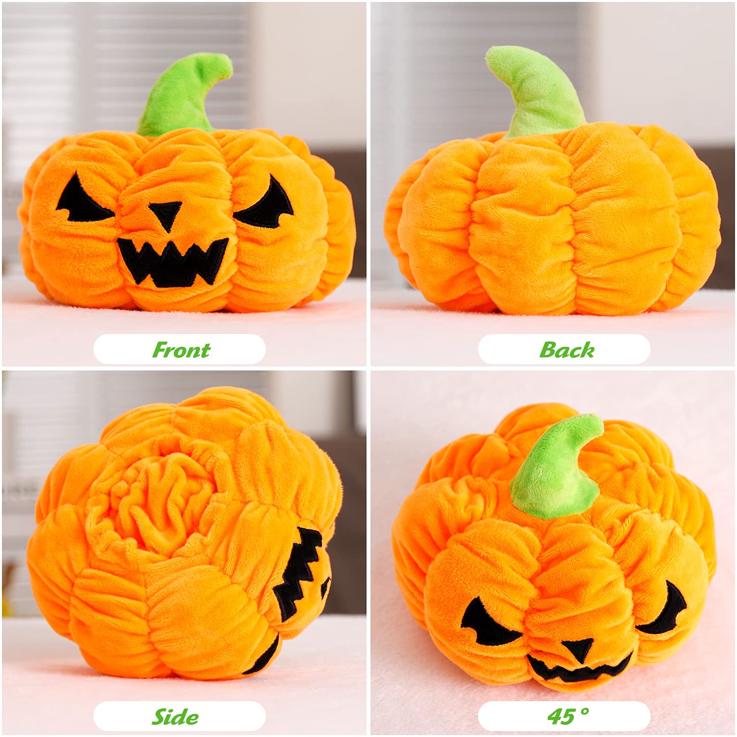 Peluche Citrouille Halloween + Porte-clés - Doudou Orange 22cm - Décoration Festive Et Cadeau Mignon - 7
