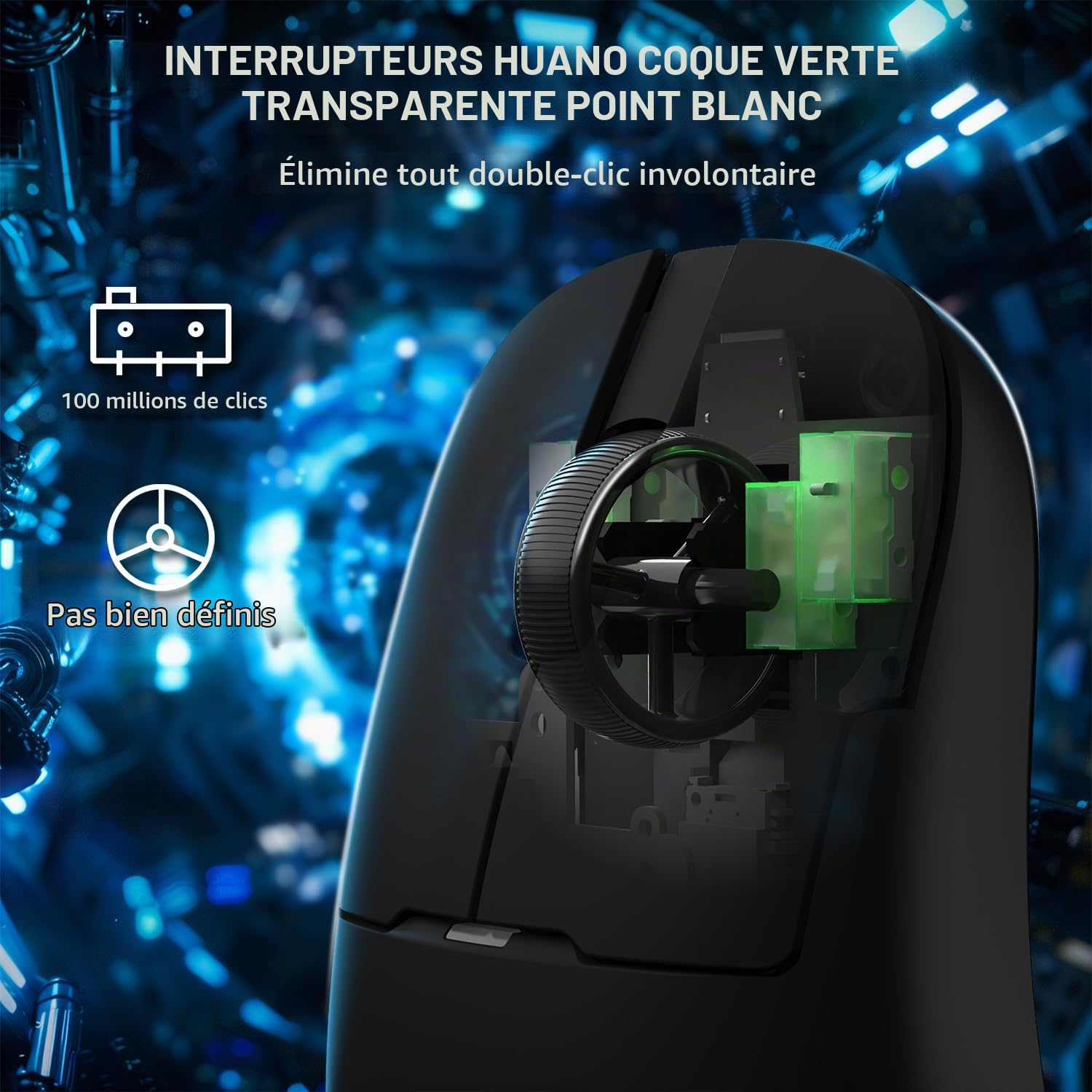 AJAZZ AJ159 APEX 8K Souris de Jeu Sans Fil, Magnetic Charging Dock avec écran, Sensor Pixart PAW3950,Up to 42000DPI, 56g Ultralight, 100Millions Clics HUANO Switch,Souris Tri-mode, pour PC/MAC(Noir)