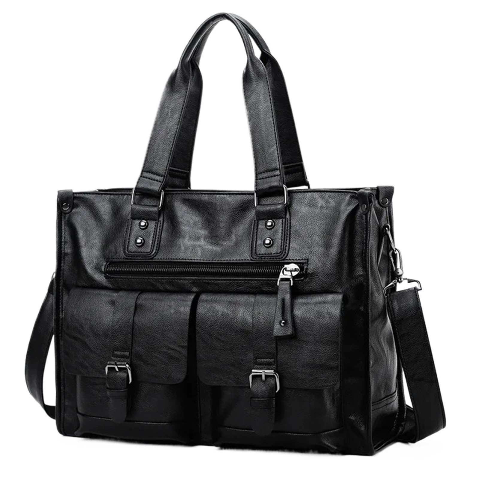 MWAHJU Multifunction Briefcase PU Leather Men's Crossbody Messenger Bag Business Men Big Bag Zipper Shoulder Handbags For Work