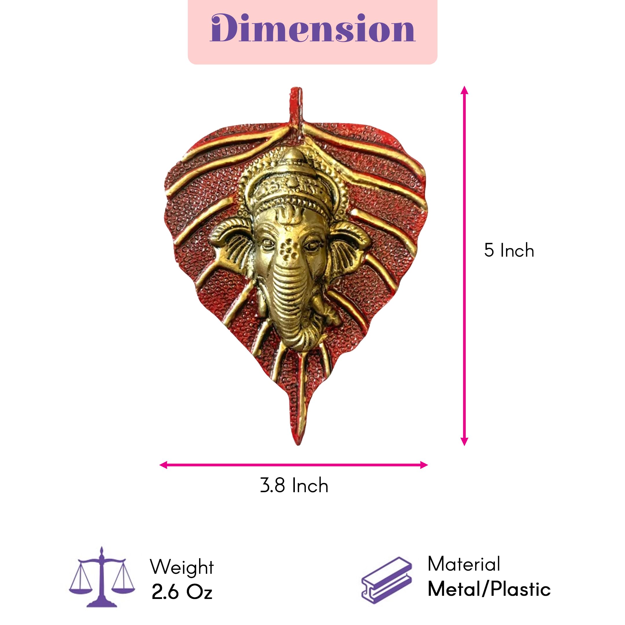 LOVENSPIRE Metalowy liść Ganesha Diwali dekoracja ścienna wisząca do domu i biura parapetówka prezent zwrotny Pooja Favor Ganesha dekoracyjna ścienna wisząca prezentacja opakowanie 1/2/5/25 szt