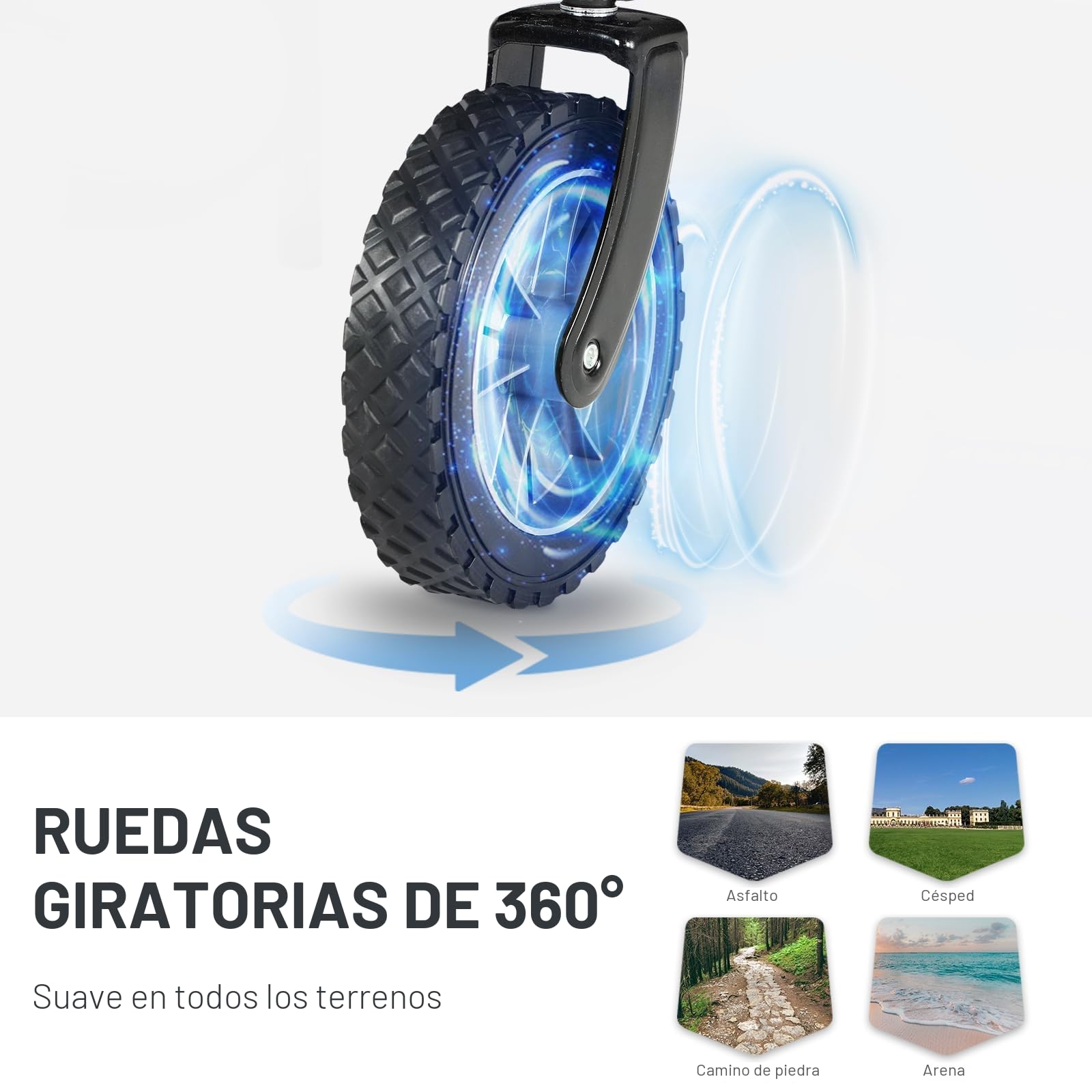 TIMBER RIDGE Carro Playa Carrito Plegable Transporte para Jardín Playa Campaña Compra al Aire Libre, Carreta con Bolsa de Cubierta Mango Ajustable hasta 100kg