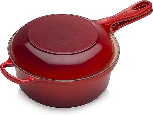 Le Creuset Signature Cast Iron 2-in-1 Pan, 22 cm, 2.3 L, Cerise, 25044220602460