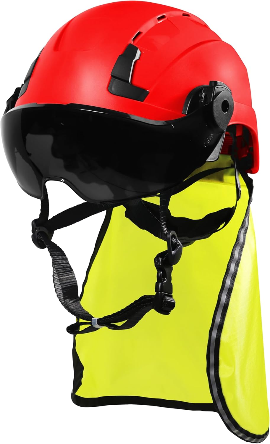 Safety Gear Bundle: GE Safety Helmet, Protective Eye Shield & Neck Protector – Head Protection | Personal Protective Equipment | Enhanced Comfort for Construction and Industrial Work. (Red)