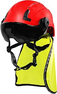 Safety Gear Bundle: GE Safety Helmet, Protective Eye Shield & Neck Protector – Head Protection | Personal Protective Equipment | Enhanced Comfort for Construction and Industrial Work. (Red)