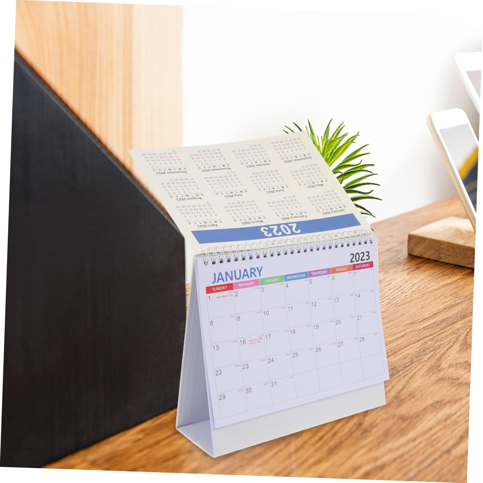 5 Stück Kalender 2023 2023 Tag Tag Tag 2023 Tag zu Tag 2023 Tischkalender Tischkalender Groß Büro Schreibtisch Dekoration Spulenkalender Weißes Papier Tragbar Vereinigte Staaten Büro
