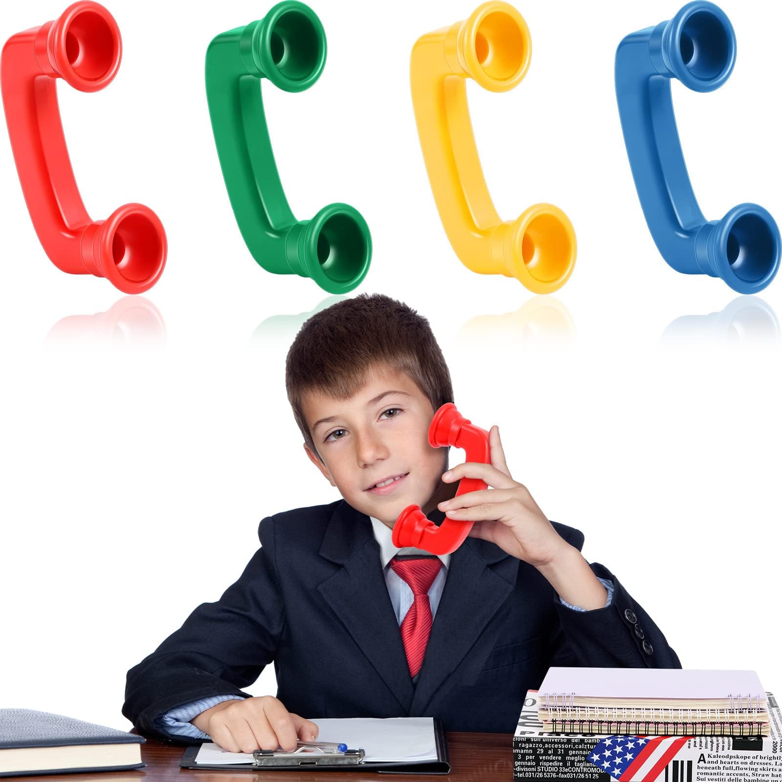 Whisper Phones for Reading, Classroom Manipulative Phones, Auditory Feedback Phone Speech Therapy Toy Tool, Accelerate Reading Fluency, Comprehension and Pronunciation for Kids and Adults (4 Pcs)